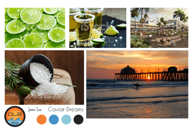 Moodboard inspiration photos, colors for the ola mexican kitchen app.