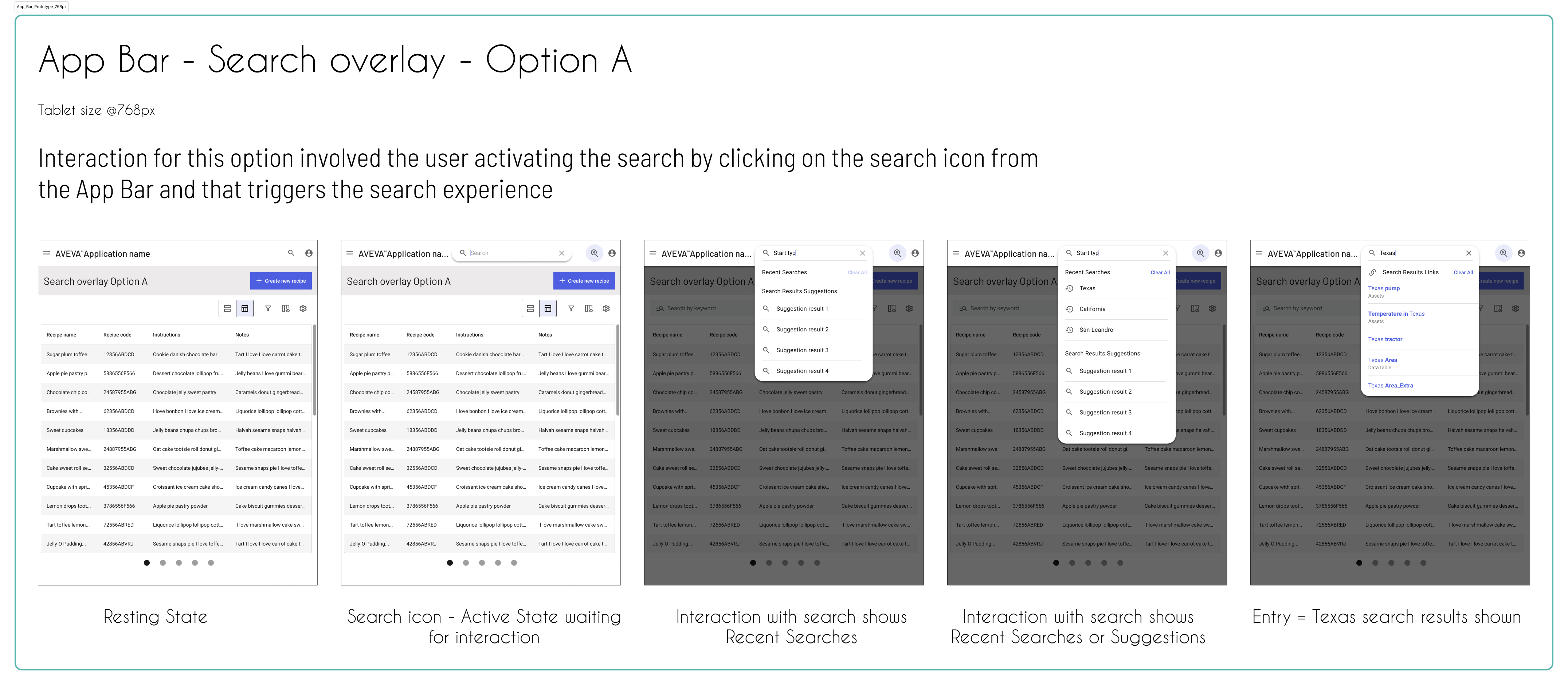 Image of the search overlay option A entire prototype. From start to finish.