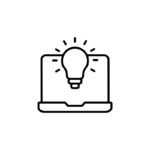 Black and white icon laptop computer light bulb