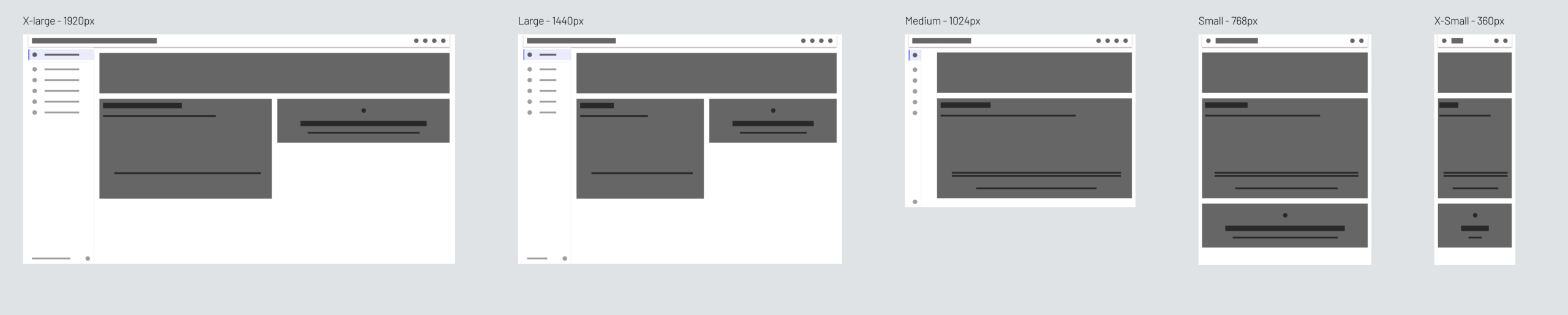 Large section of blockframes showing all five sizes