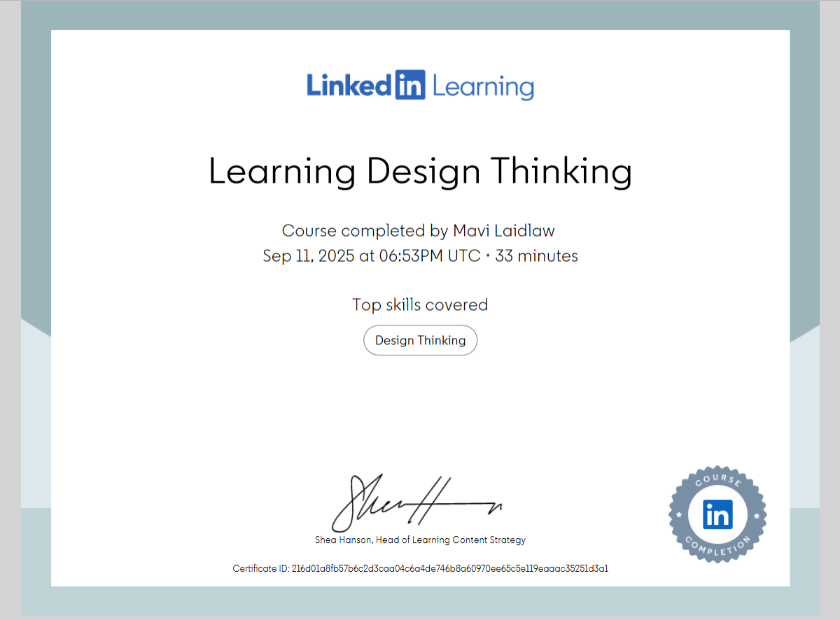 Linkedin  Learning Course - learning Design Thinking